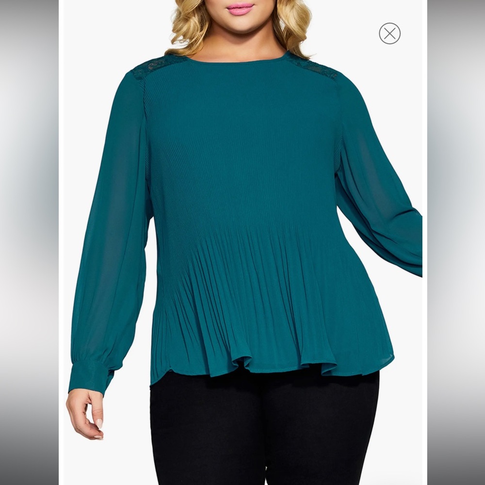 🍁 City Chic Elegant Teal Blouse for Women Plus #24